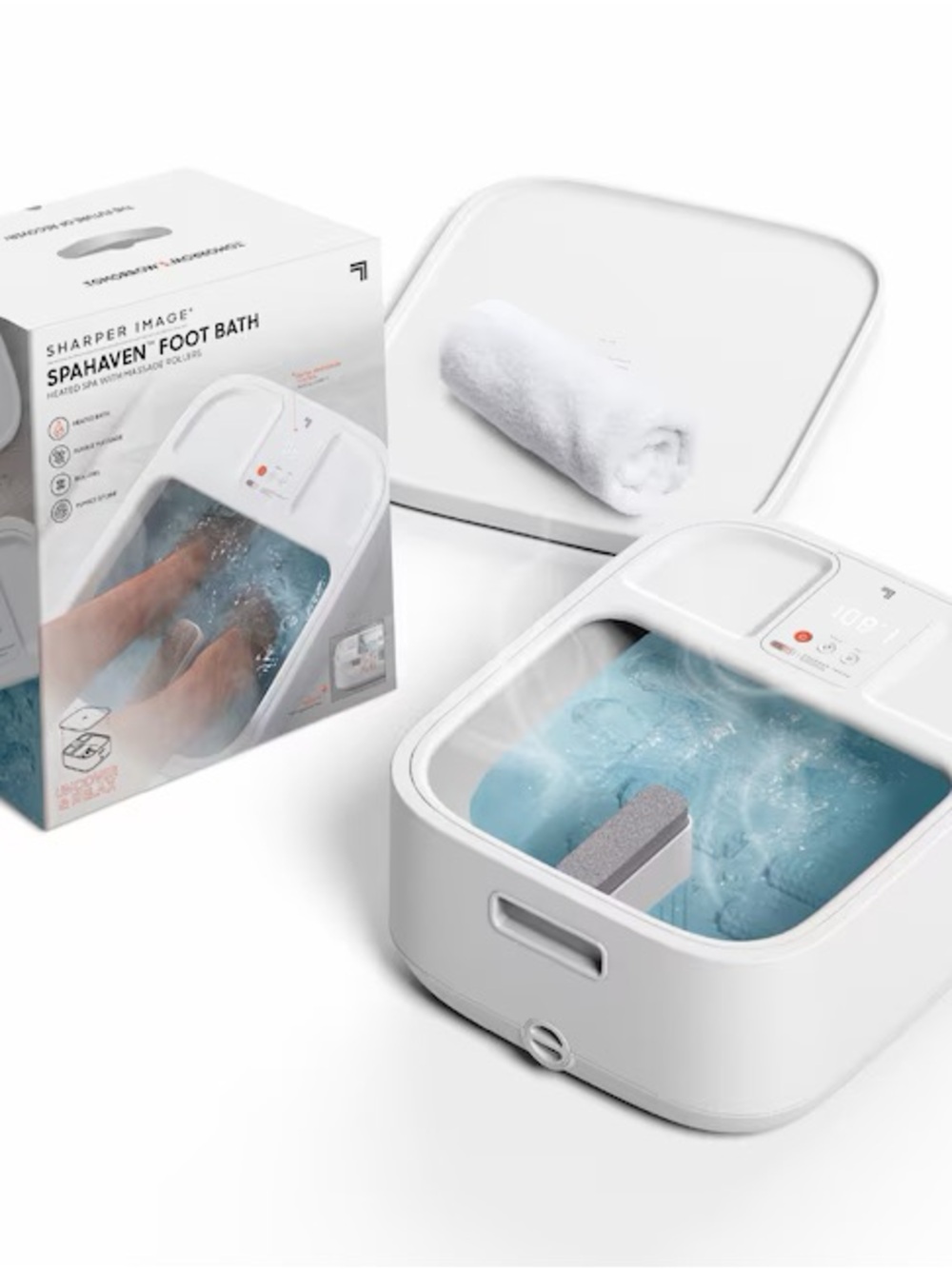 Sharper Image Foot Bath NIB Spahaven Spa With Massage Rollers & Heated Foot Bath